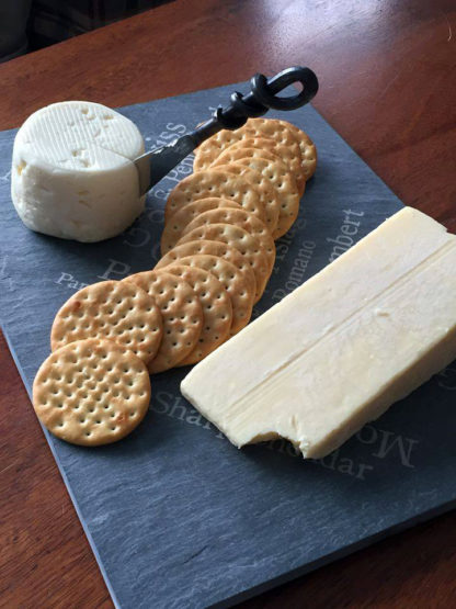 Cheese knife on slate cheese plate – River Slate Co.
