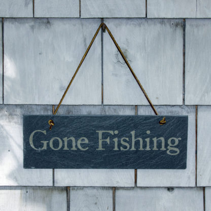 Gone Fishing Slate sign by Riverslate Co.